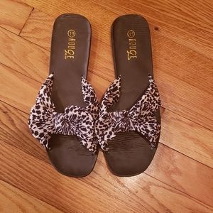 Rouge Leopard Print Bow Slides
